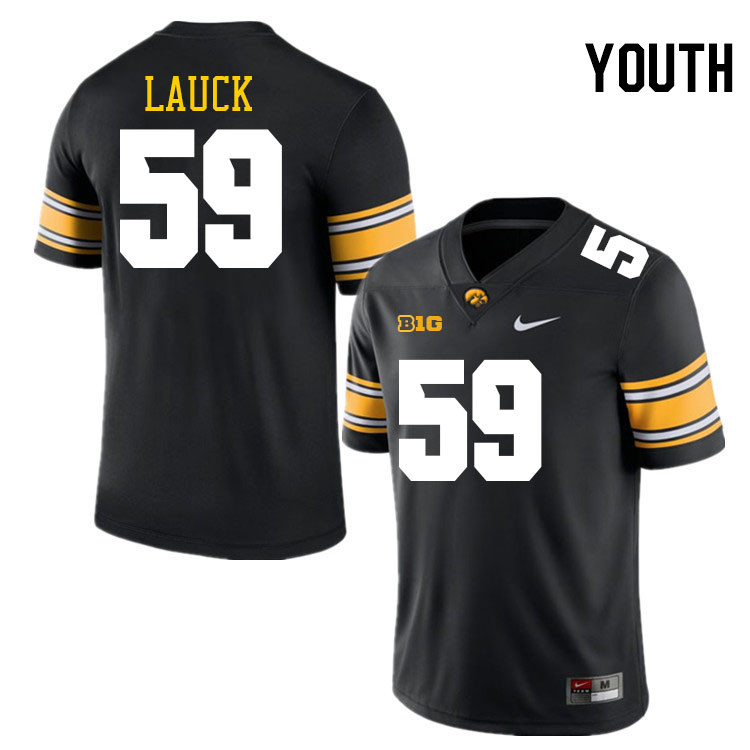 Youth #59 Trevor Lauck Iowa Hawkeyes College Football Jerseys Stitched-Black